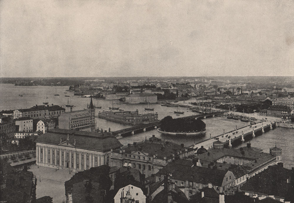 STOCKHOLM. Panorama of the city. Sweden 1895 old antique vintage print picture